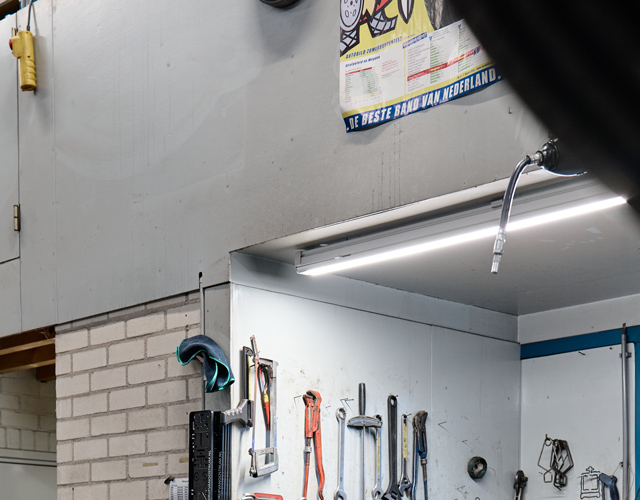 Gereedschapswand in de werkplaats